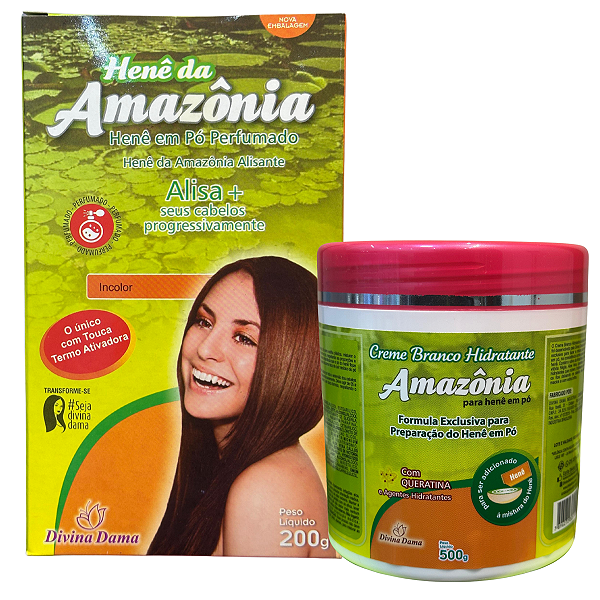 Kit Henê Da Amazônia Em Pó Incolor + Creme Branco 500g