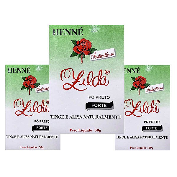 Kit Henê Zilda Instantâneo 50g Forte Preto 3 unidades