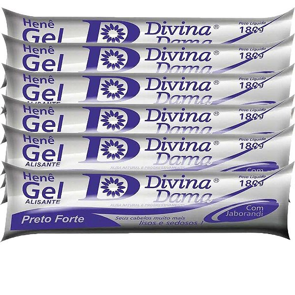 Kit C/ 6un Henê Gel Divina Dama Forte Bisnaga 180g