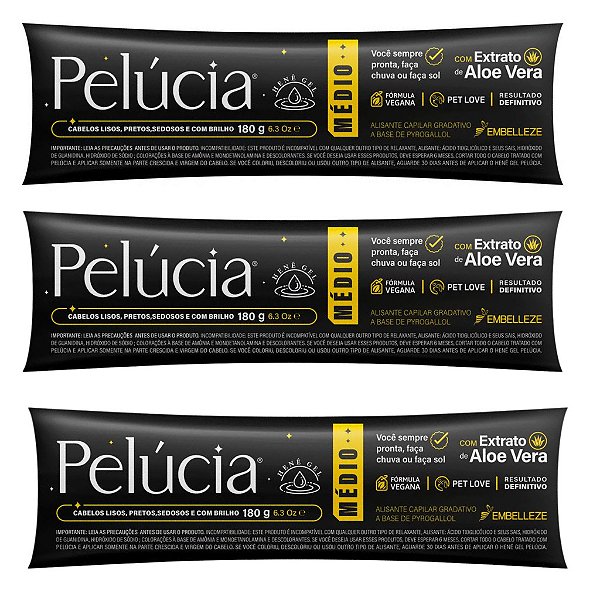 Alisante Henê Pelúcia Medio BISNAGA 180g Kit C/ 3un