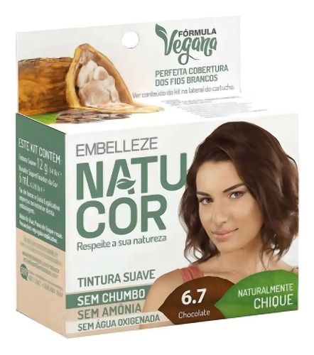 Tintura Capilar Natucor Vegana Sem Amônia 6.7 Chocolate
