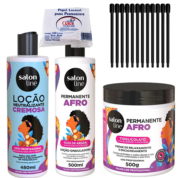 Kit Permanente Afro Salon Line + Bigodim E Papel