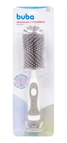 Escova Cinza Para Mamadeira E Bico Em Silicone  - Buba
