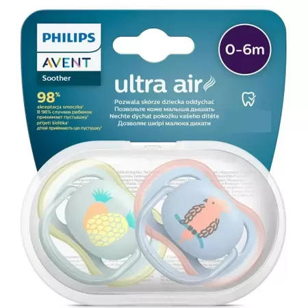 CHUPETAS DUPLA ULTRA AIR AVENT PASSARO/ABACAXI 0-6M