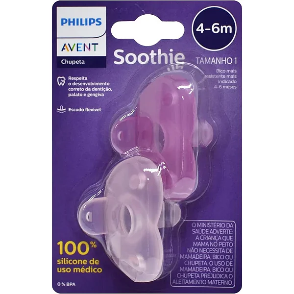 Chupeta Philips Avent Soothie Unitára 4-6 Meses Rosa