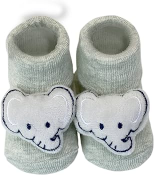 Pantufa meia com chocalho elefante