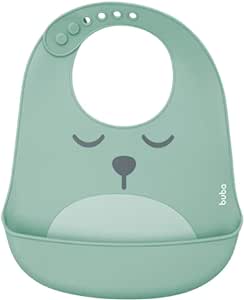 Babador de Silicone com Pega Migalhas Gumy Buba verde