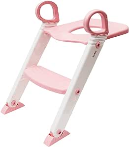 Assento Redutor Infantil com Escada para Vaso sanitário/ Rosa