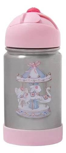 Garrafa Flip Térmica Infantil Carrossel  com Alça de Silicone Büp Baby