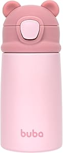 Garrafa Copo Térmico Parede Dupla Ursinho  Rosa- Buba 320ml