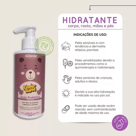 Loção Probiótica Hidratante Kindertopia Dermatite Atópica 200ml