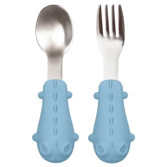 Buba Kit Talheres Cabo Em Silicone Azul