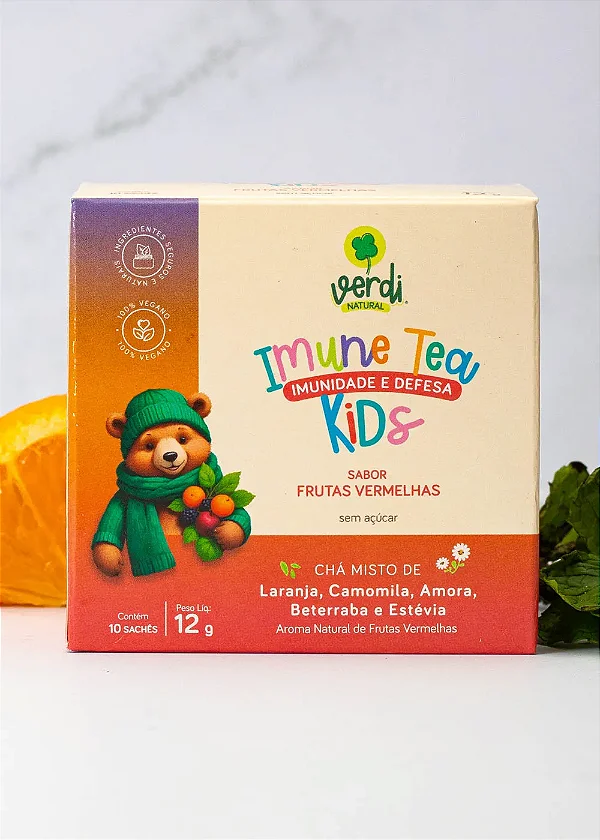 Chá infantil Natural Imune Tea Kids com frutas vermelhas