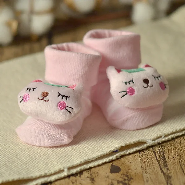 Meias Antiderrapantes com Chocalho Gatinho