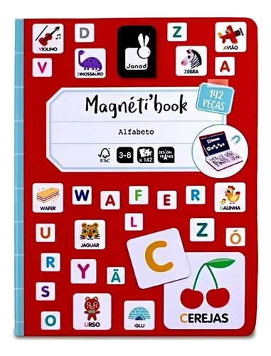 Livro magnetico aprendendo alfabeto janod