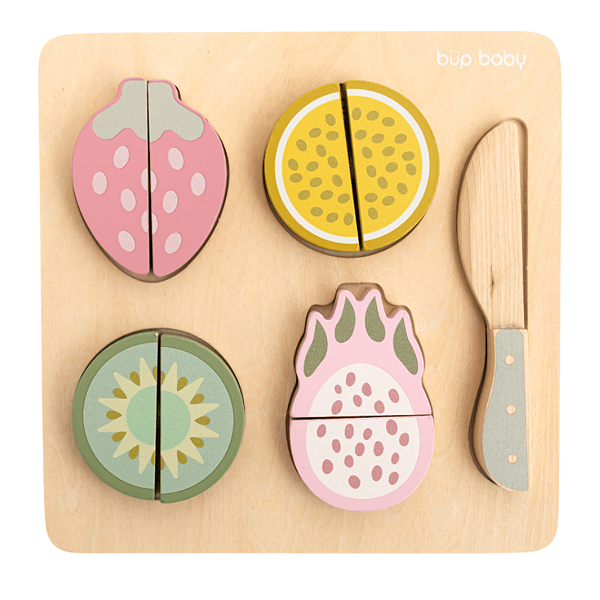 Brinquedo De Madeira Kit Frutas Com Corte Büp Baby