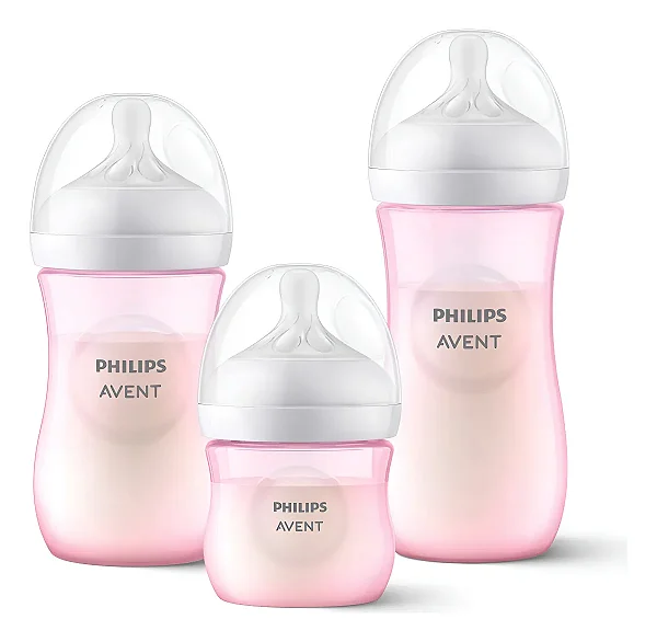 Kit 3 Mamadeiras Philips Avent Petala Rosa 125, 260 E 330 Ml