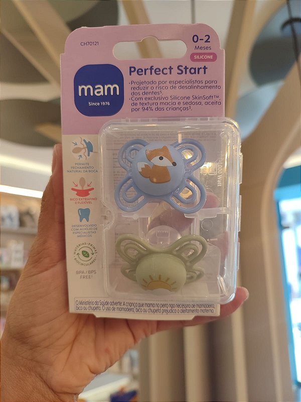 Chupeta Mam Perfect Start Azul/Verde 0-2 Meses