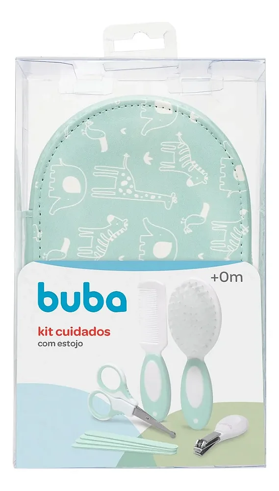 Kit Cuidados Bebê 9 Itens Estojo Verde Buba