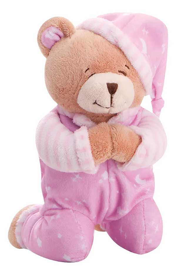 Ursinho Que Reza Rosa Pelúcia 24 cm