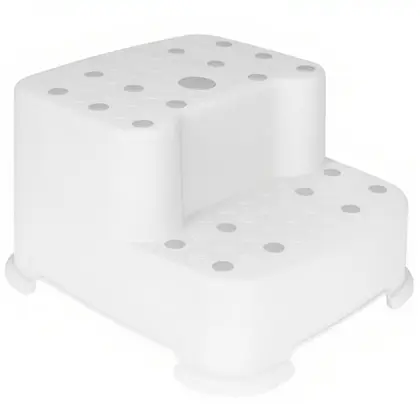 Degrau Duplo Infantil Antiderrapante Branco Buba