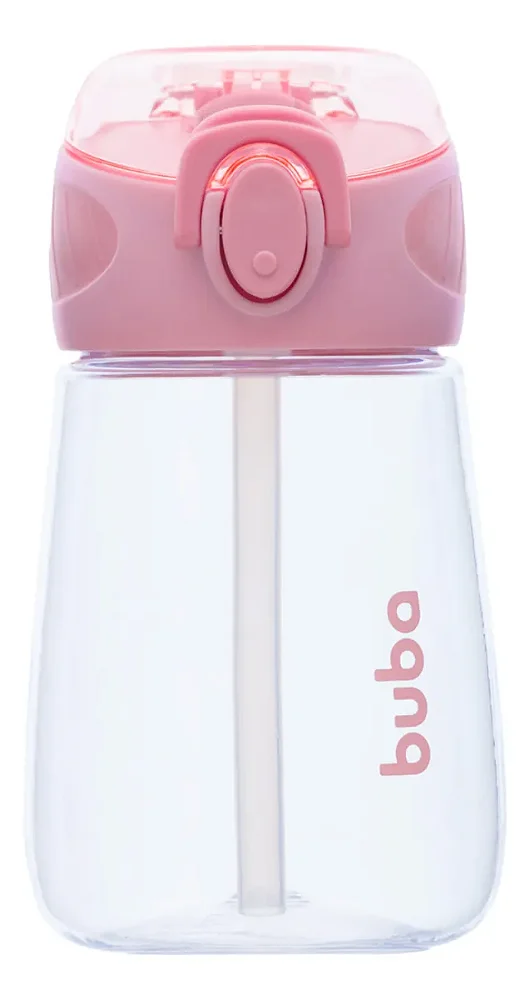 Garrafinha Tritan Rosa com Canudo Buba