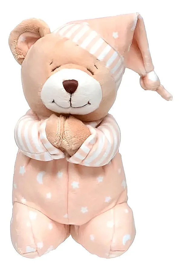 Ursinho Que Reza Bege Pelúcia 24 cm