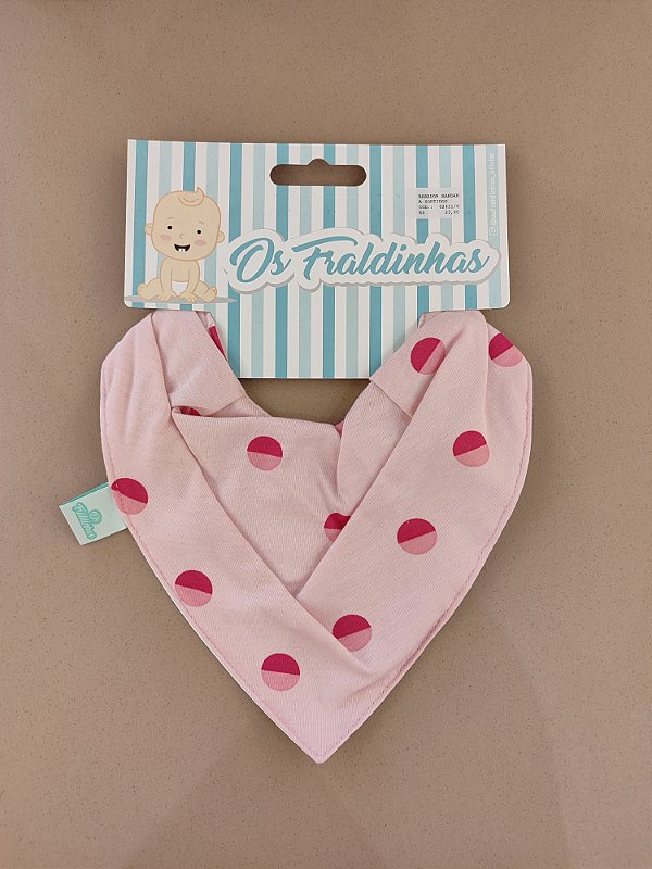 Babador Bandana Impermeavel- Rosa/ Bolinha