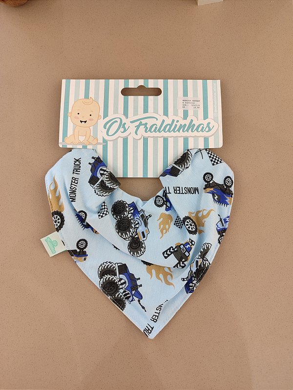 Babador Bandana Impermeavel- Azul/ Carros