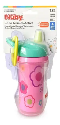 Copo Infantil Térmico Antivazamento Rosa 266 ml