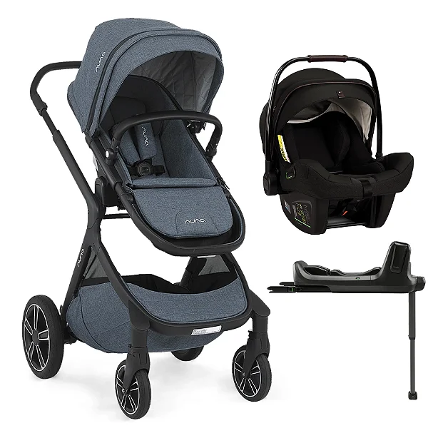 Combo Carrinho Demi Grow Cinza Aspen + Bebê Conforto Pipa Next Preto Caviar + Base Isofix Pipa Next – Nuna