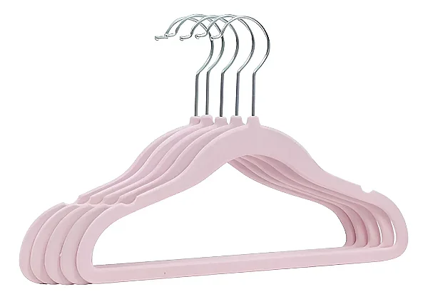 Kit 5 Cabides De Veludo Rosa - Buba
