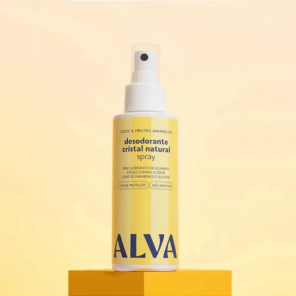 Desodorante Spray Cristal Natural Coco & Frutas Amarelas Vegano 120ml Alva