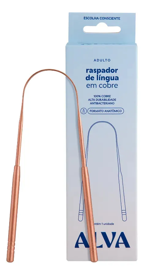 Raspador De Lingua Alva Higiene Pessoal 100% Cobre