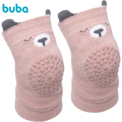 Joelheira Antiderrapante para Bebê Engatinhar Urso Rosa BUBA