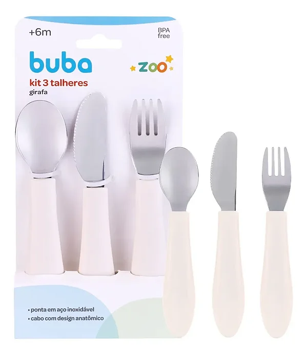 Kit 3 Talheres Buba Zoo Off White - Buba
