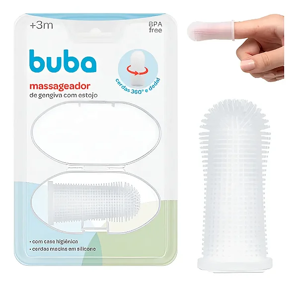 Massageador De Gengiva 360o Estojo Buba Bebê Cerdas Macias