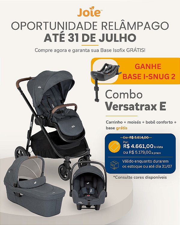 Carrinho De Bebê Joie Combo Versatrax E Chumbo Moonligh
