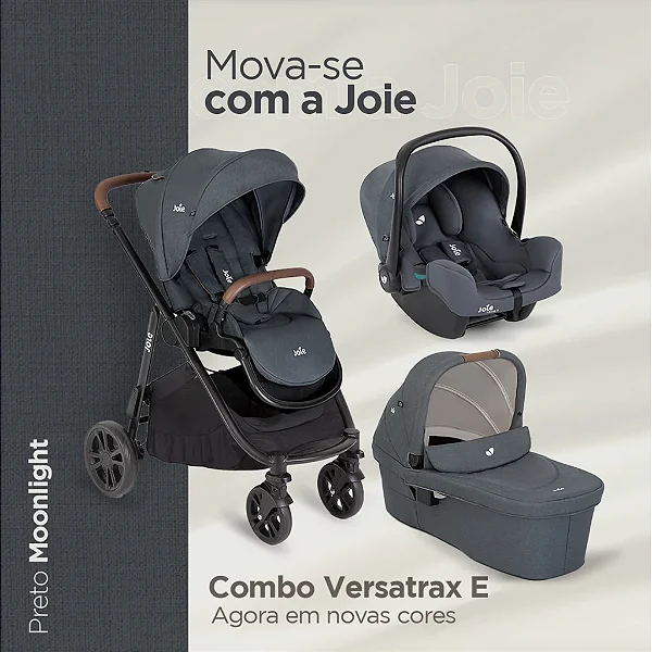 Carrinho De Bebê Joie Combo Versatrax E Chumbo Moonligh