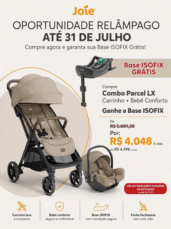 Combo Parcel Lx Joie Bebê Conforto E Base Isofix Compacto - Areia