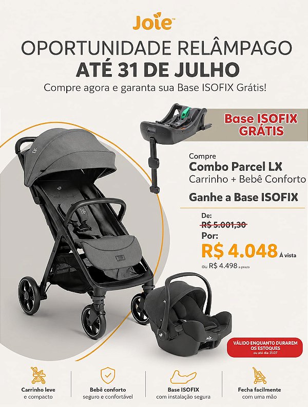 Combo Parcel Lx Joie Bebê Conforto E Base Isofix Compacto - Chumbo