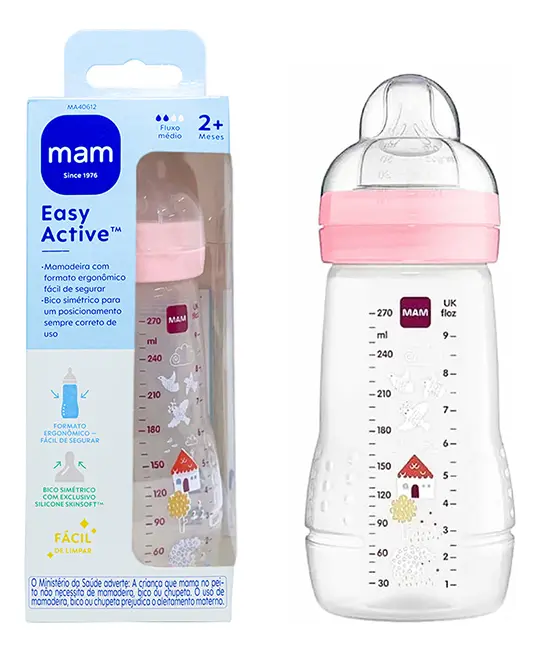 Mamadeira Mam Easy Active 2+ meses Rosa 270ml