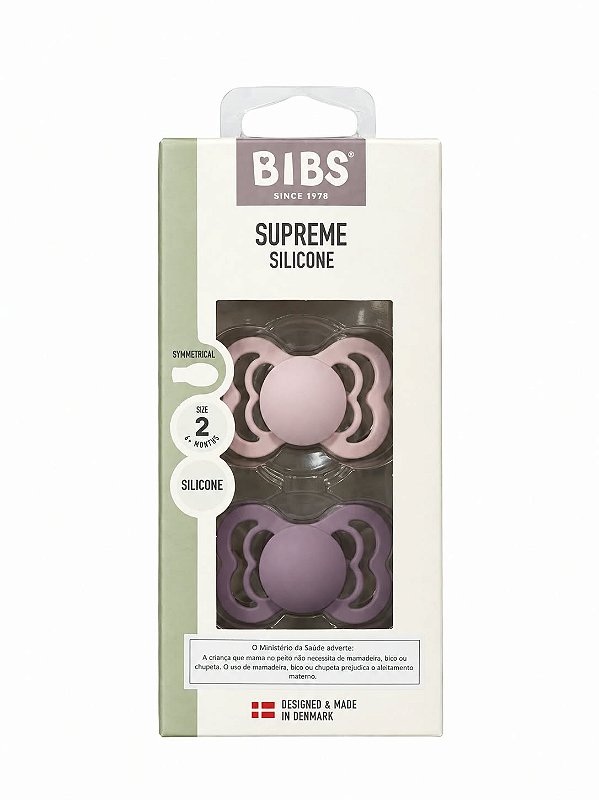 Chupetas Supreme Rosa Bebê e Lilás Tam 2 Kit com duas - Bibs
