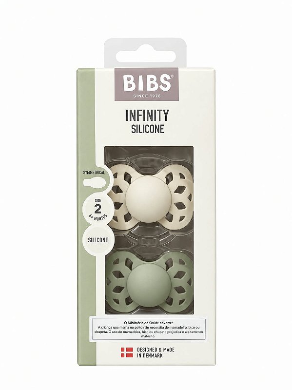 Chupetas Infinity Silicone Areia e Verde Sálvia Tam 2 Kit com 2 unid - Bibs