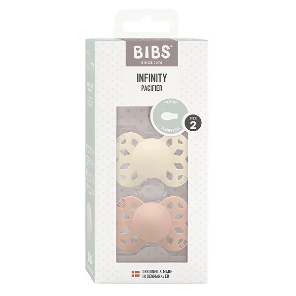 Chupetas Infinity Silicone Areia e Rosa Bebê Tam 2 (Kit com 2 unid) - Bibs
