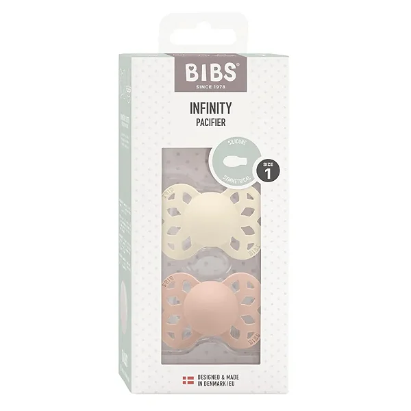 Chupetas Infinity Silicone Areia e Rosa Bebê Tam 1 Kit com 2 unid - Bibs