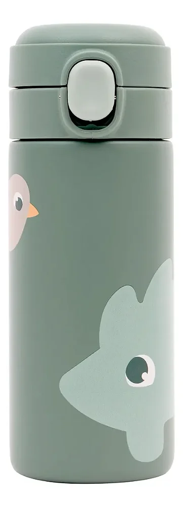 Copo Térmico Infantil Buba Cloudy Porco Espinho Parede Dupla Canudo 320ml
