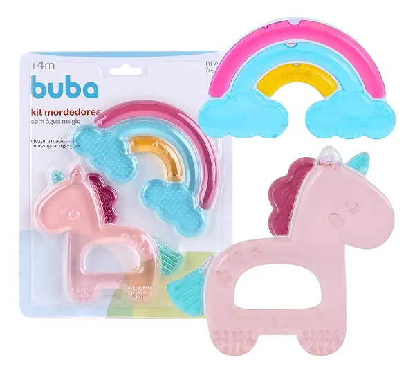 Kit Mordedores com Água Magic Buba - Unicórnio
