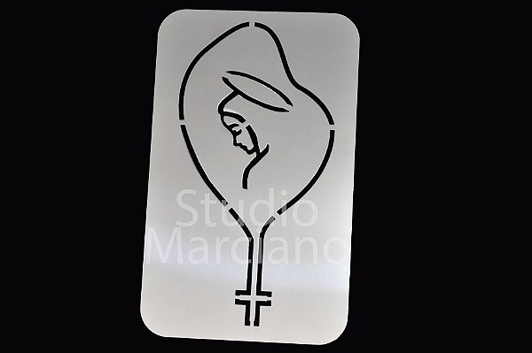 Nossa Senhora Com Terço Inox Para Túmulo (28x17)