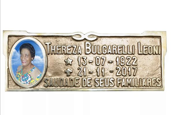 Placa de BronzeTradic. Com Foto. Polido (tam:10x30)